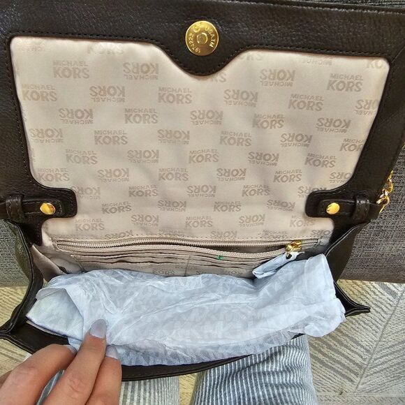 Michael Kors Brown Hamilton Whipped Leather Handbag Shoulder Bag 6 X 10 - Picture 13 of 16